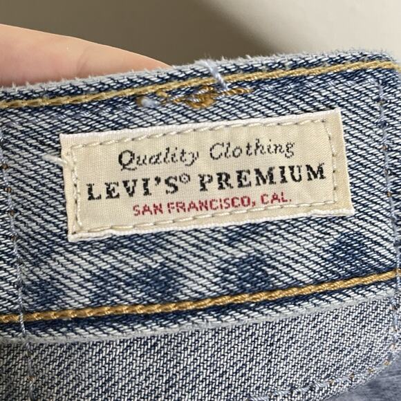 LEVI'S Premium Button Patchwork Denim Midi Skirt Back Slit Retro Boho 70's 29 - Picture 7 of 10